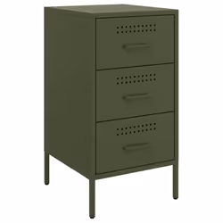 vidaXL Bedside Cabinet Bedroom Nightstand Bed Side Table Olive Green Steel