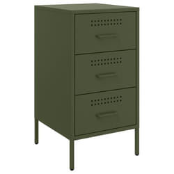 vidaXL Bedside Cabinet Bedroom Nightstand Bed Side Table Olive Green Steel