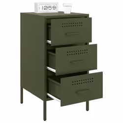 vidaXL Bedside Cabinet Bedroom Nightstand Bed Side Table Olive Green Steel - Additional view 4
