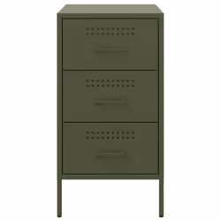 vidaXL Bedside Cabinet Bedroom Nightstand Bed Side Table Olive Green Steel - Additional view 5