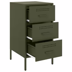 vidaXL Bedside Cabinet Bedroom Nightstand Bed Side Table Olive Green Steel - Additional view 8