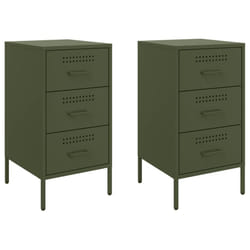 vidaXL Bedside Cabinets Nightstand Bed Side Table 2 pcs Olive Green Steel