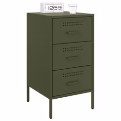 vidaXL Bedside Cabinets Nightstand Bed Side Table 2 pcs Olive Green Steel