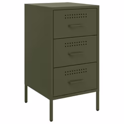vidaXL Bedside Cabinets Nightstand Bed Side Table 2 pcs Olive Green Steel - Additional view 4