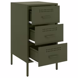 vidaXL Bedside Cabinets Nightstand Bed Side Table 2 pcs Olive Green Steel - Additional view 8