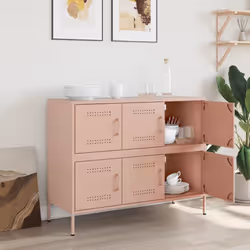 vidaXL Sideboard Storage Organiser Cupboard Side Cabinet Highboard Pink Steel - Additional view 2