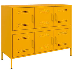 vidaXL Sideboard Storage Cupboard Side Cabinet Highboard Mustard Yellow Steel