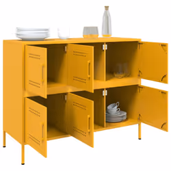 vidaXL Sideboard Storage Cupboard Side Cabinet Highboard Mustard Yellow Steel - Additional view 4