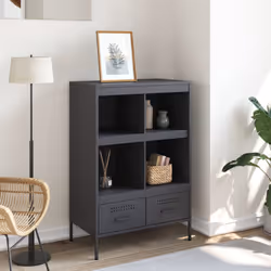 vidaXL Highboard Sideboard Side Cabinet Cupboard Anthracite Cold-rolled Steel - anthracite - Additional view 2