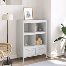 vidaXL Highboard Sideboard Side Cabinet Cupboard Anthracite Cold-rolled Steel - white