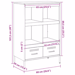 vidaXL Highboard Sideboard Side Cabinet Cupboard Anthracite Cold-rolled Steel - white