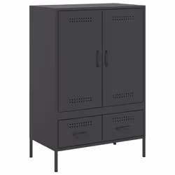 vidaXL Highboard Sideboard Side Cabinet Storage Cupboard Cold-rolled Steel - black