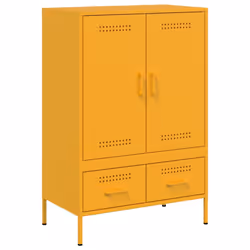 vidaXL Highboard Sideboard Side Cabinet Storage Cupboard Cold-rolled Steel - yellow