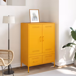 vidaXL Highboard Sideboard Side Cabinet Storage Cupboard Cold-rolled Steel - yellow