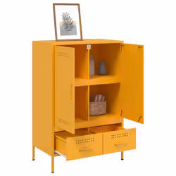 vidaXL Highboard Sideboard Side Cabinet Storage Cupboard Cold-rolled Steel - yellow - Additional view 4