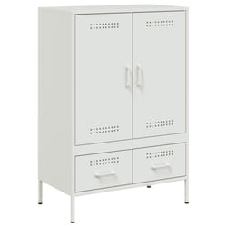 vidaXL Highboard Sideboard Side Cabinet Storage Cupboard Cold-rolled Steel - white