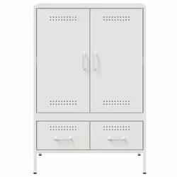 vidaXL Highboard Sideboard Side Cabinet Storage Cupboard Cold-rolled Steel - white - Additional view 5