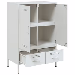 vidaXL Highboard Sideboard Side Cabinet Storage Cupboard Cold-rolled Steel - white - Additional view 8