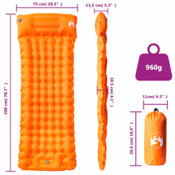 vidaXL Self Inflating Camping Mattress with Pillows Air Mattress Sleeping Mat - orange, 1-person - Additional view 5
