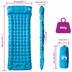 vidaXL Self Inflating Camping Mattress with Pillows Air Mattress Sleeping Mat - blue, 1-person - Additional view 3
