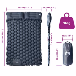 vidaXL Self Inflating Camping Mattress with Pillows Air Mattress Sleeping Mat - grey