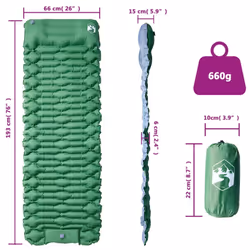 vidaXL Self Inflating Camping Mattress and Integrated Pillow Sleeping Mat - green