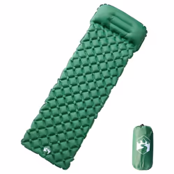 vidaXL Inflating Camping Mattress with Integrated Pillow Outdoor Sleeping Mat - orange