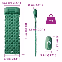 vidaXL Inflating Camping Mattress with Integrated Pillow Outdoor Sleeping Mat - orange