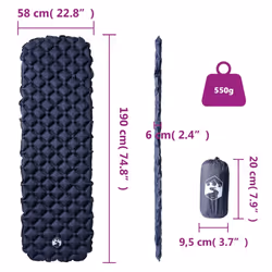 vidaXL Inflating Camping Mattress Outdoor Air Mattress Picnic Sleeping Mat - grey - Additional view 4