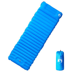 vidaXL Self Inflating Camping Mattress & Pillow 1-Person Sleeping Mat Green - blue
