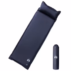 vidaXL Self Inflating Camping Mattress & Pillow 1-Person Sleeping Mat Grey - grey, 190 x 64 x 3 cm