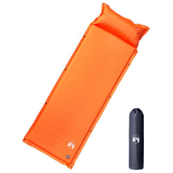 vidaXL Self Inflating Camping Mattress & Pillow 1-Person Sleeping Mat Grey - orange, 190 x 64 x 3 cm