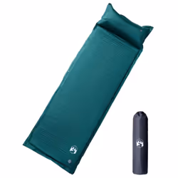 vidaXL Self Inflating Camping Mattress & Pillow 1-Person Sleeping Mat Grey - green, 190 x 64 x 3 cm