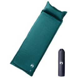 vidaXL Self Inflating Camping Mattress & Pillow 1-Person Sleeping Mat Grey - green, 190 x 64 x 3 cm