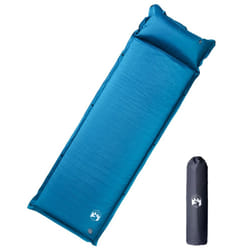 vidaXL Self Inflating Camping Mattress & Pillow 1-Person Sleeping Mat Grey - turquoise, 190 x 64 x 7 cm