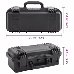 vidaXL Portable Flight Case Black PP Tool Box Protective Hard Case Carry Case - 46.5 x 21.5 x 17.5 cm
