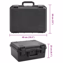vidaXL Portable Flight Case Black PP Tool Box Protective Hard Case Carry Case - 49 x 38 x 23 cm