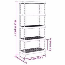 vidaXL Storage Shelf 5-Tier Shelving Unit Storage Rack Organiser Black PP