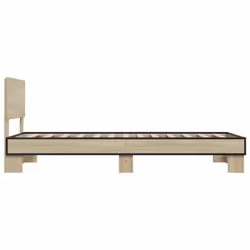 vidaXL Bed Frame Home Bed Base Sonoma Oak 90x200 cm Engineered Wood and Metal - sonoma oak, 75 x 190 cm - Additional view 4