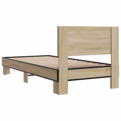 vidaXL Bed Frame Home Bed Base Sonoma Oak 90x200 cm Engineered Wood and Metal - sonoma oak, 75 x 190 cm - Additional view 5