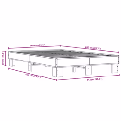 vidaXL Bed Frame Engineered Wood and Metal - smoked oak, 140 x 200 cm