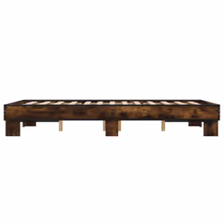 vidaXL Bed Frame Engineered Wood and Metal - smoked oak, 140 x 200 cm - Additional view 4
