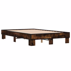 vidaXL Bed Frame Engineered Wood and Metal - smoked oak, 120 x 200 cm