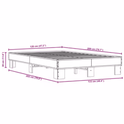 vidaXL Bed Frame Engineered Wood and Metal - smoked oak, 120 x 200 cm - Additional view 8