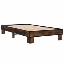 vidaXL Bed Frame Engineered Wood and Metal - smoked oak, 100 x 200 cm