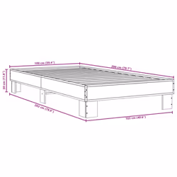 vidaXL Bed Frame Engineered Wood and Metal - smoked oak, 100 x 200 cm - Additional view 8