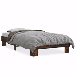 vidaXL Bed Frame Engineered Wood and Metal - smoked oak, 75 x 190 cm