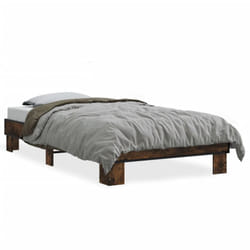 vidaXL Bed Frame Engineered Wood and Metal - smoked oak, 75 x 190 cm