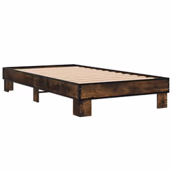 vidaXL Bed Frame Engineered Wood and Metal - smoked oak, 75 x 190 cm