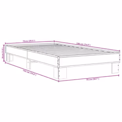 vidaXL Bed Frame Engineered Wood and Metal - smoked oak, 75 x 190 cm
